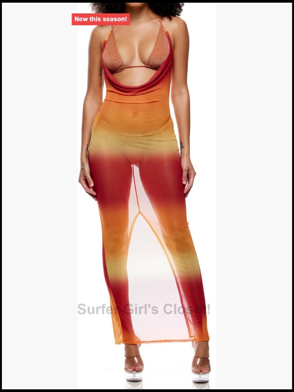 Mesh Pool Maxi Dress Halter Sleeveless Coverup